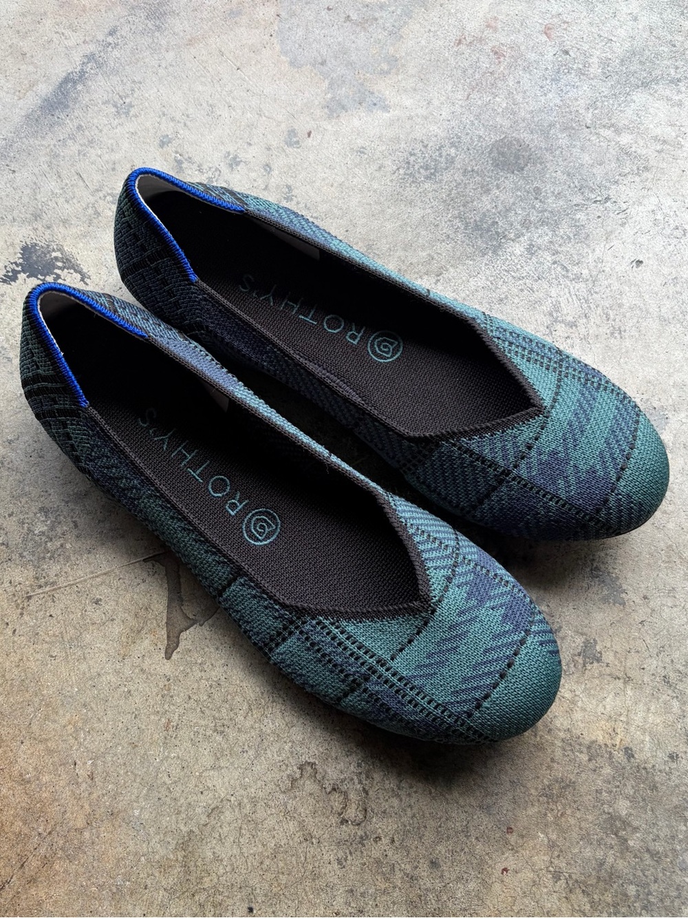 Rothy’s The flat Pine Plaid Green Limited Edition